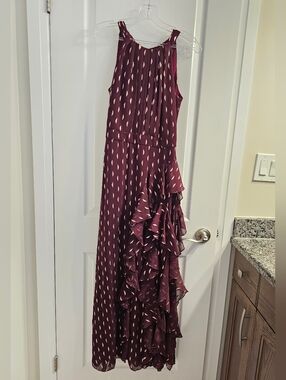 Chic Asymmetrical Burgundy Dress